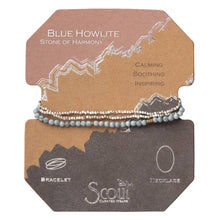Load image into Gallery viewer, Set of bracelets on a Scout branded card with 'Blue Howlite' text