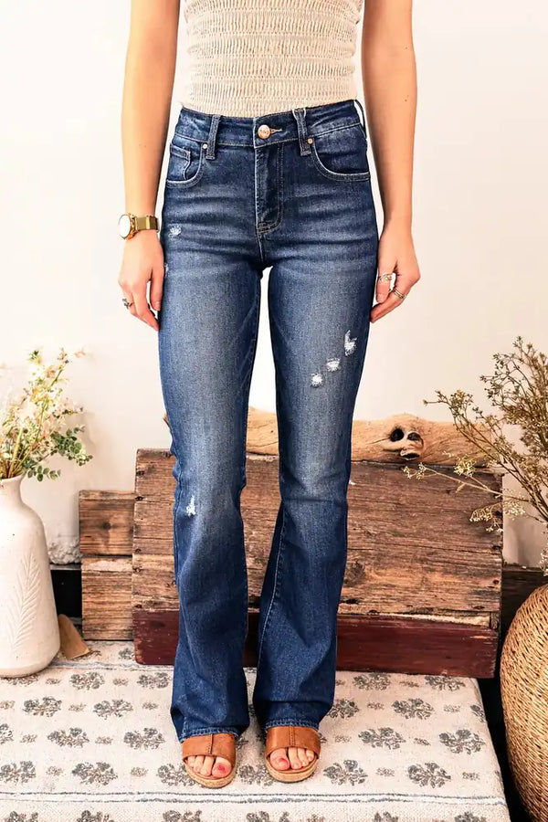 RISEN Mid Rise Flare Small Distressed Jean
