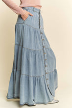 Load image into Gallery viewer, Prairie Skies Denim Maxi Skirt