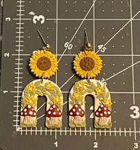 Load image into Gallery viewer, Sunflower & Mushroom Clay Earrings