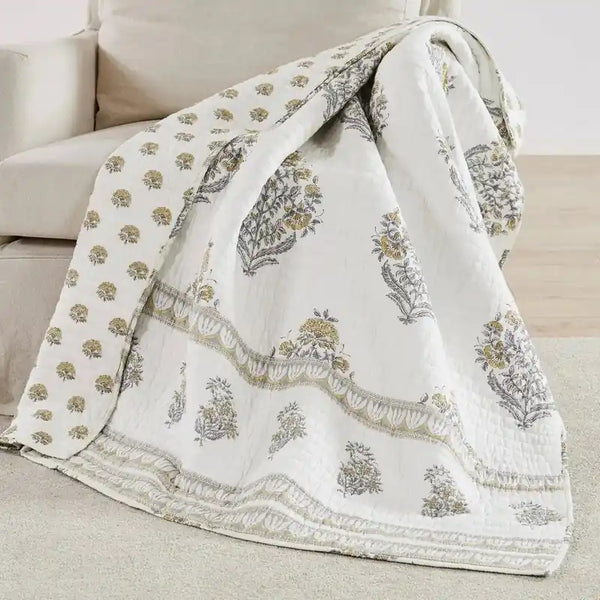 Kamira Quilted Throw: Ochre