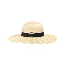 Load image into Gallery viewer, Wavy Brim Black Ribbon C.C Sun Hat: Natural