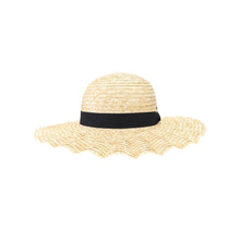 Load image into Gallery viewer, Wavy Brim Black Ribbon C.C Sun Hat: Natural