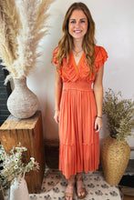 Load image into Gallery viewer, Solena Ruffle Sleeve Midi Dress
