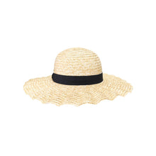 Load image into Gallery viewer, Wavy Brim Black Ribbon C.C Sun Hat: Natural