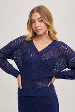 Load image into Gallery viewer, Marbella Open-Knit Cardigan – Midnight Navy