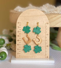 Load image into Gallery viewer, Dangle Shamrock & Horseshoe Clay Earrings