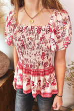 Load image into Gallery viewer, Rosewyn Smocked Peplum Blouse