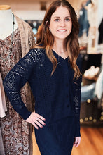 Load image into Gallery viewer, Marbella Open-Knit Cardigan – Midnight Navy