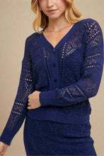 Load image into Gallery viewer, Marbella Open-Knit Cardigan – Midnight Navy