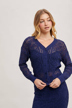 Load image into Gallery viewer, Marbella Open-Knit Cardigan – Midnight Navy