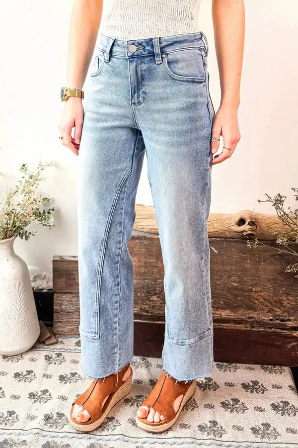 RISEN Mid Rise Ankle Straight Seamed Jean