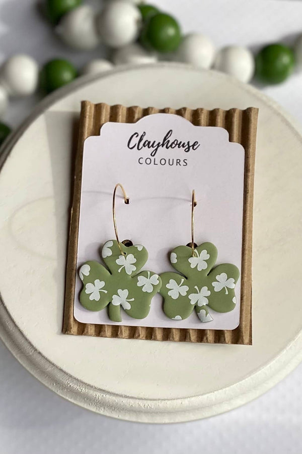 Sage Shamrock Hoops