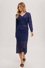 Load image into Gallery viewer, Marbella Open-Knit Cardigan – Midnight Navy
