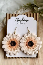 Load image into Gallery viewer, Flower Earrings: Off-White / Gold Plated