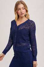 Load image into Gallery viewer, Marbella Open-Knit Cardigan – Midnight Navy