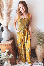 Load image into Gallery viewer, Goldenrod Floral Smocked Jumpsuit
