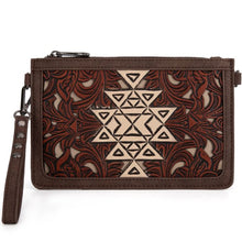 Load image into Gallery viewer, Trinity Ranch Floral Aztec Tooled Collection Clutch/Crossbody