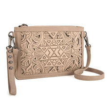 Load image into Gallery viewer, Trinity Ranch Floral Aztec Tooled Collection Clutch/Crossbody