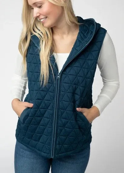 MICHELLE MAE Heather Geometric Hooded Vest