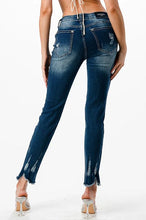Load image into Gallery viewer, GRACE IN LA Patch Work Distressed Med Blue Mid Rise Skinny Jeans