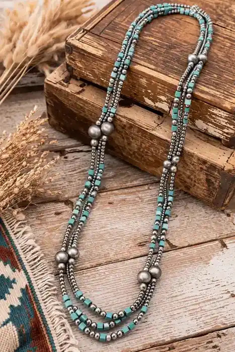 Gemstone + Navajo Pearl Necklace