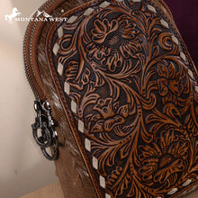 Load image into Gallery viewer, Montana West Floral Tooled Genuine Cowhide Hair-On Trimmed Sling Bag - Brown