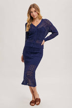 Load image into Gallery viewer, Marbella Open-Knit Cardigan – Midnight Navy