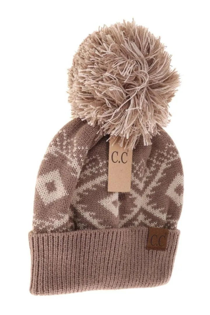 Aztec Multi-Colored Pom C.C Beanie