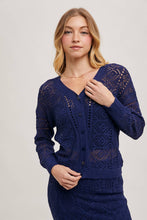 Load image into Gallery viewer, Marbella Open-Knit Cardigan – Midnight Navy