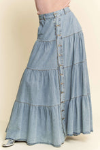 Load image into Gallery viewer, Prairie Skies Denim Maxi Skirt