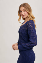Load image into Gallery viewer, Marbella Open-Knit Cardigan – Midnight Navy