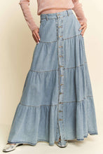 Load image into Gallery viewer, Prairie Skies Denim Maxi Skirt