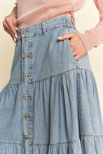 Load image into Gallery viewer, Prairie Skies Denim Maxi Skirt