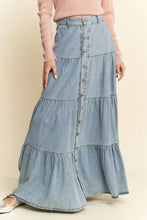 Load image into Gallery viewer, Prairie Skies Denim Maxi Skirt