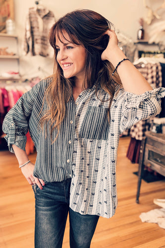 Charter Bow Mix Print Button Down
