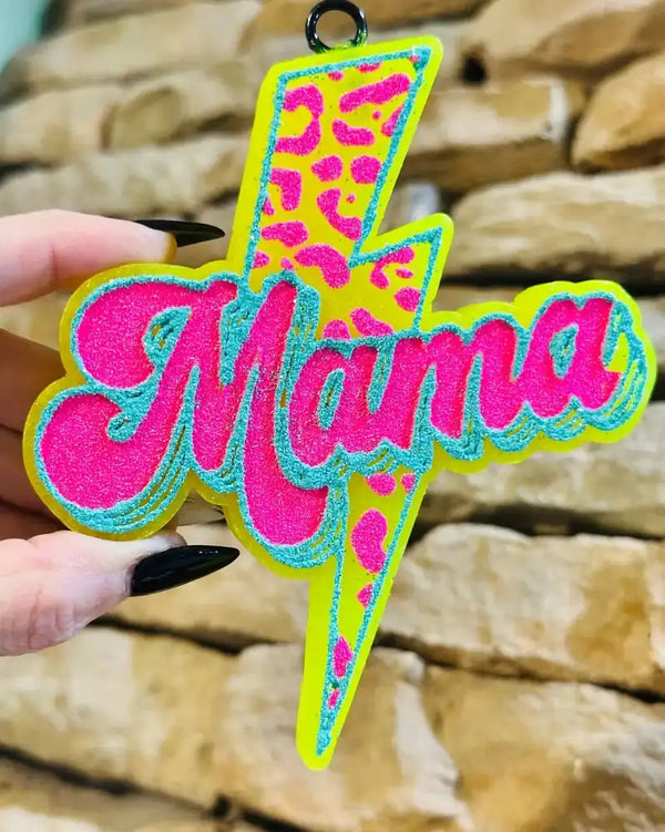 Neon Mama Lighting Bolt Car Freshie: Volcano