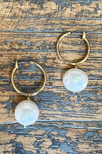 Small Pearl Hoop Earrings