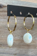 Load image into Gallery viewer, Small Pearl Hoop Earrings