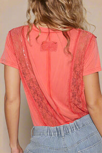 Peach Echo Lace Tee