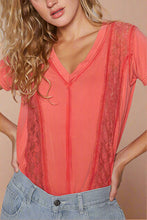 Load image into Gallery viewer, Peach Echo Lace Tee