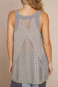 Sagebrush Lace-Up Knit Top – Stone Grey