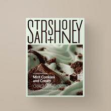 Load image into Gallery viewer, Starshoney Mint Cookies and Cream protein bar packaging on a beige background