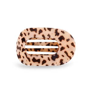 TELETIES - Round Flat Hair Clip | Medium | Blonde Tortoise
