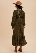 Load image into Gallery viewer, Velvet Burnout Maxi Dress Olive