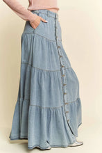 Load image into Gallery viewer, Prairie Skies Denim Maxi Skirt