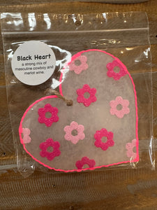 Flower Heart Car Freshie - BLACK HEART