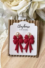 Load image into Gallery viewer, Clayhouse Colours - Bow Earrings | Valentine’s Day Earrings : Red
