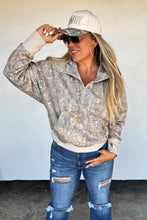 Load image into Gallery viewer, woman wearing camo top