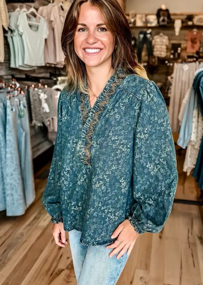 The Indigo Meadow Blouse